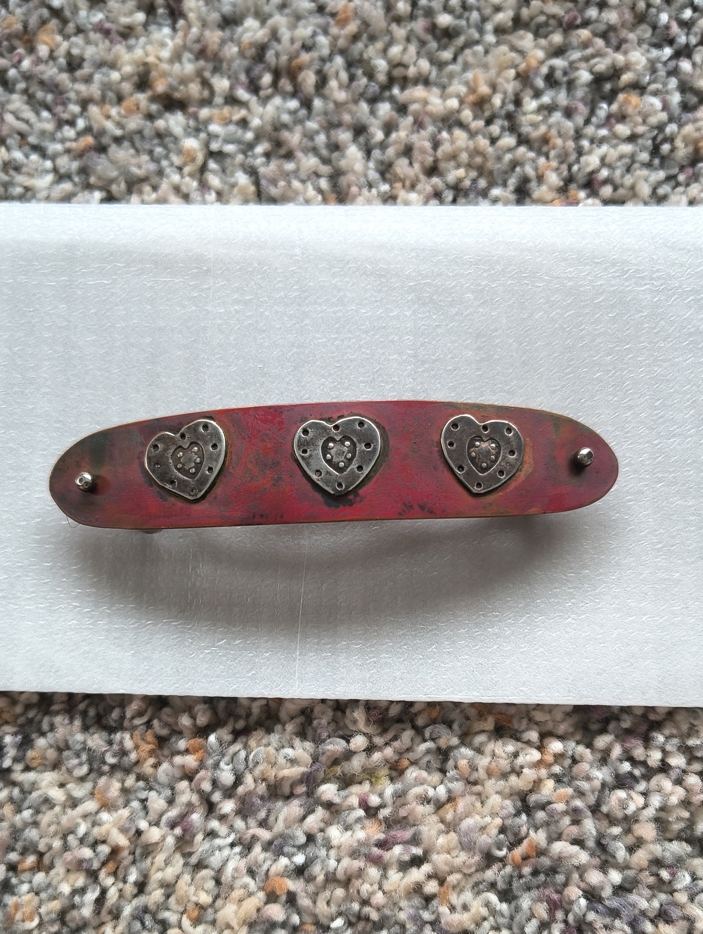 Copper & Silver Heart Accent Barrette Hair Clip